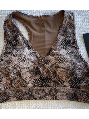 Mono B snake print & mesh Padded Stretch Sports Bra Top Women's Size 2XL NEW